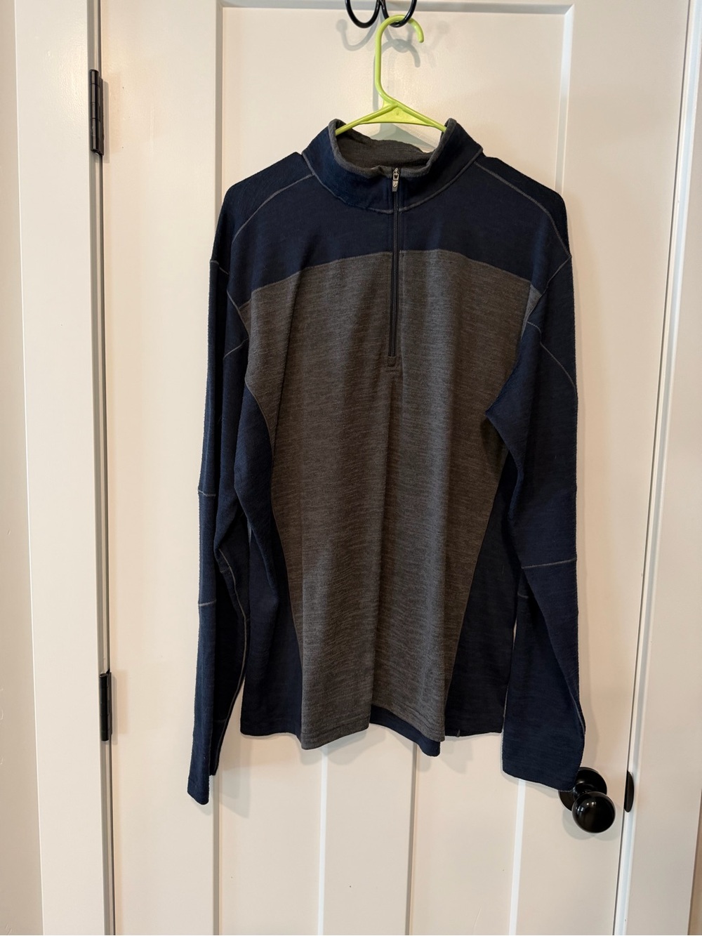 Men's Half-Zip Performance Sweater - Navy & Charcoal Size XL